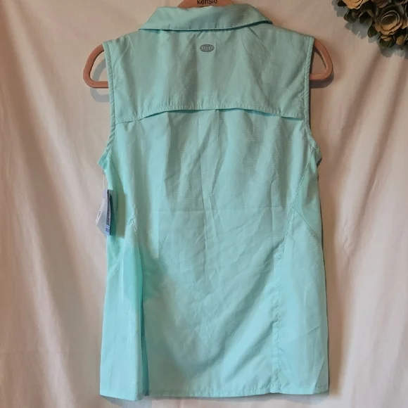 Reel Legends Medium Beach Glass Sleeveless Fishing Button Down Shirt - Picture 10 of 11